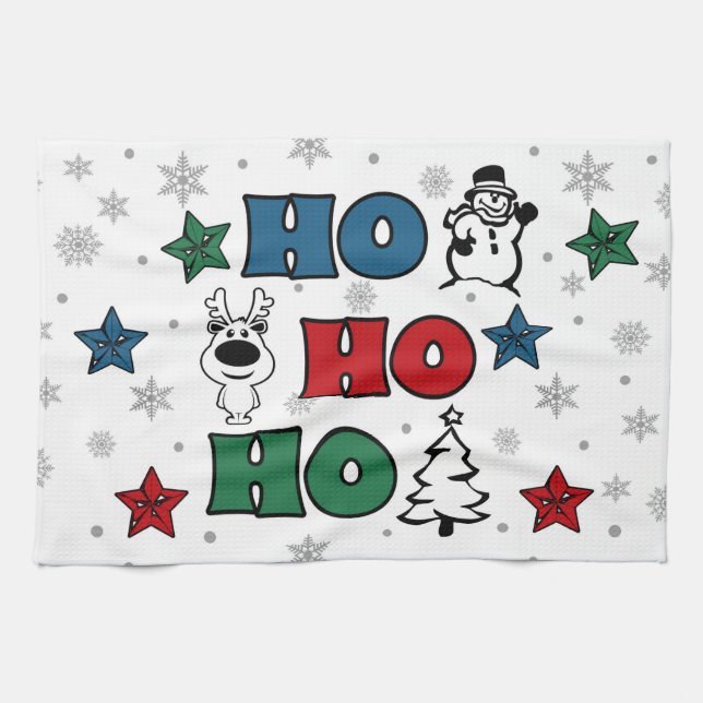 Ho-Ho-Ho Christmas design Tea Towel (Horizontal)