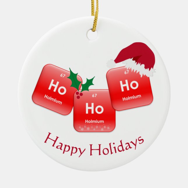 Ho Ho Ho Christmas Element Illustration Photo Ceramic Tree Decoration (Front)