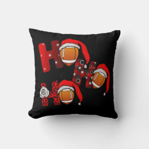 Ho Ho Ho Christmas Football Ball Santa Hat Fun Spo Cushion
