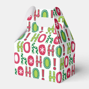 Ho Ho Ho Christmas Fun Modern Red Green Pattern Favour Box