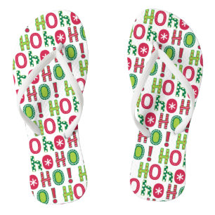 Ho Ho Ho Christmas Fun Modern Red Green Pattern Jandals