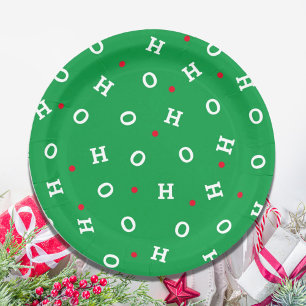 Ho Ho Ho Christmas Green Red Party Paper Napkin Paper Plate