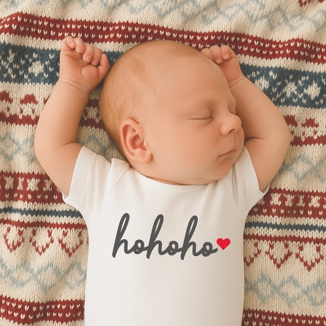 Ho Ho Ho | Christmas Heart Modern Minimalist Baby Bodysuit (Creator Uploaded)