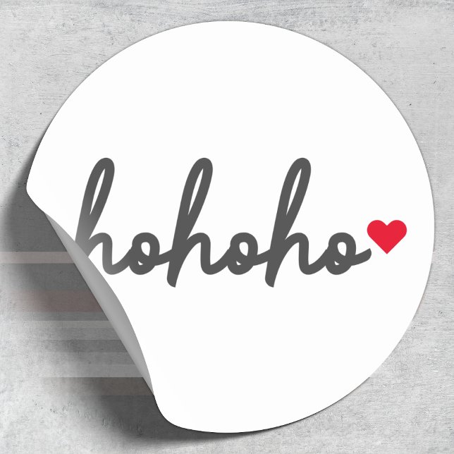 Ho Ho Ho | Christmas Heart Modern Minimalist Classic Round Sticker (Creator Uploaded)