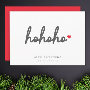 Ho Ho Ho   Christmas Heart Modern Minimalist Holiday Card