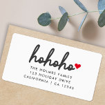 Ho Ho Ho | Christmas Heart Modern Minimalist Label<br><div class="desc">Modern,  minimalist holiday return address label with "ho ho ho" in script handwriting style typography followed by a red heart. The name and address can easily be personalised for a personal touch.</div>