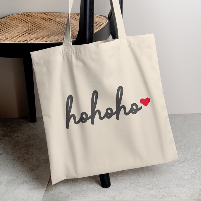Ho Ho Ho | Christmas Heart Modern Minimalist Tote Bag (Creator Uploaded)