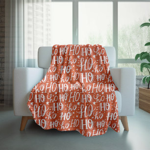 Ho Ho Ho Christmas Holiday Chic Modern Fleece Blanket