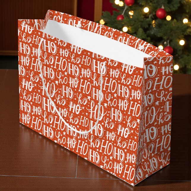 Ho Ho Ho Christmas Holiday Chic Modern Typography Large Gift Bag (Creator Uploaded)
