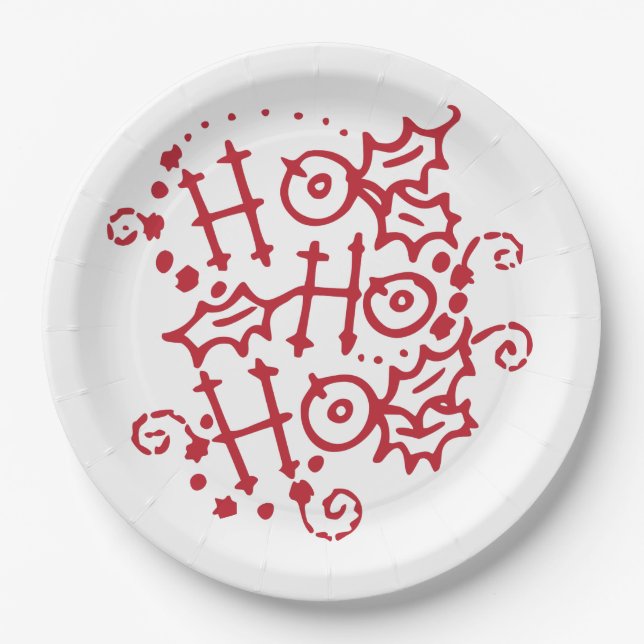 Ho Ho HO Christmas Holiday Paper Plates (Front)