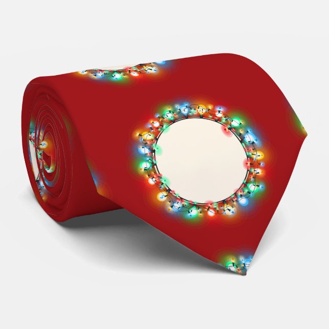 Ho Ho Ho Christmas Light Bulbs Tie (Rolled)