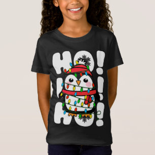 Ho Ho Ho Christmas Lights Cute Penguin T-Shirt