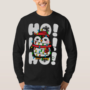 Ho Ho Ho Christmas Lights Cute Penguin T-Shirt