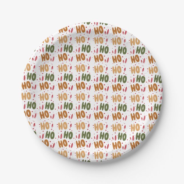 Ho Ho Ho christmas Paper Plate (Front)