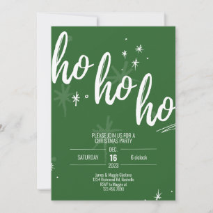 Ho Ho Ho Christmas Party Invitation Modern Green