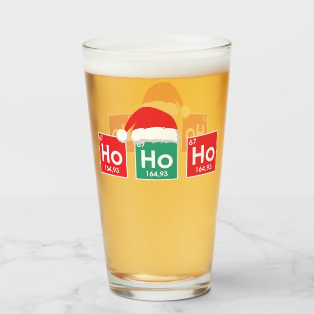 Ho Ho Ho | Christmas Periodic Table Nerd Humour Glass (Front Filled)