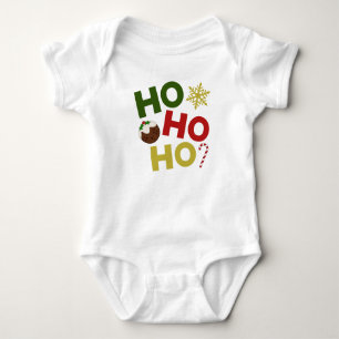 HO HO HO+Christmas Pudding, Candy, Snowflake Baby Bodysuit