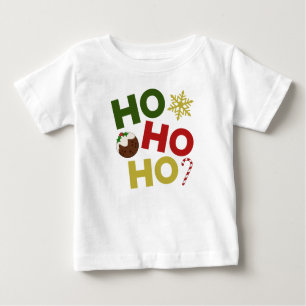 HO HO HO+Christmas Pudding, Candy, Snowflake Baby T-Shirt