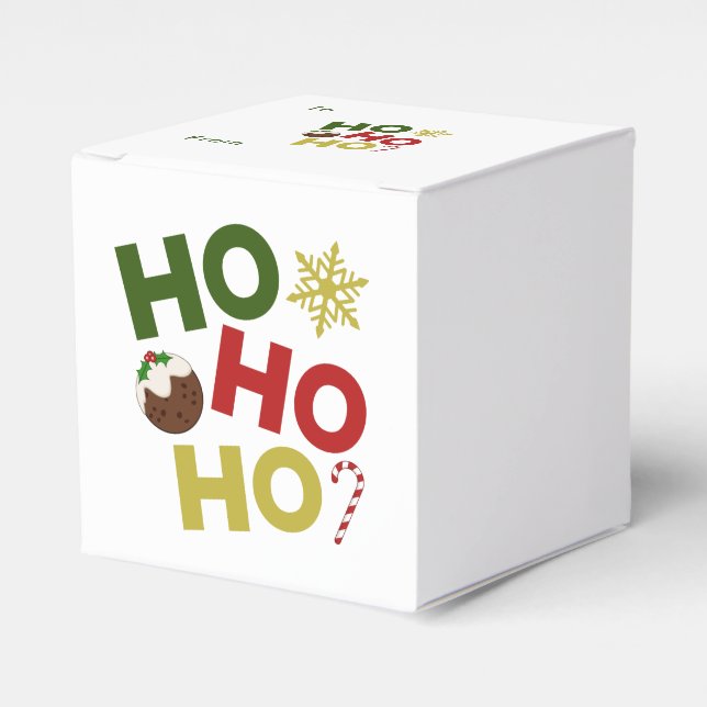 HO HO HO+Christmas Pudding, Candy, Snowflake Favour Box (Front Side)