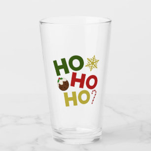 HO HO HO+Christmas Pudding, Candy, Snowflake Glass