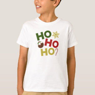 HO HO HO+Christmas Pudding, Candy, Snowflake T-Shirt
