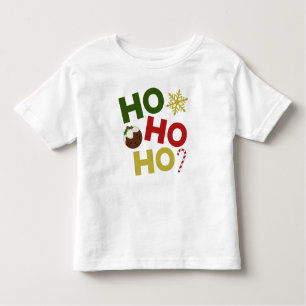 HO HO HO+Christmas Pudding, Candy, Snowflake Toddler T-Shirt