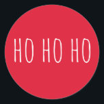 Ho Ho Ho Christmas | Red Cosy Holiday Santa Claus Classic Round Sticker<br><div class="desc">Celebrate the holiday season with this cheerful round Christmas sticker featuring “Ho Ho Ho” in a playful handwritten font on a vibrant red background. Perfect for decorating gifts, sealing envelopes, personalising holiday cards, scrapbooks, planners, or party favours. This versatile sticker adds a cosy and festive touch to any holiday celebration...</div>