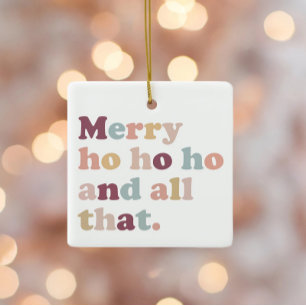 Ho Ho Ho Christmas   Retro Holiday Photo Ceramic Ornament