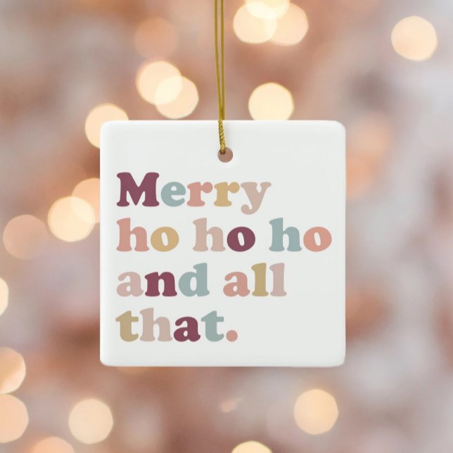 Ho Ho Ho Christmas | Retro Holiday Photo Ceramic Ornament (Creator Uploaded)