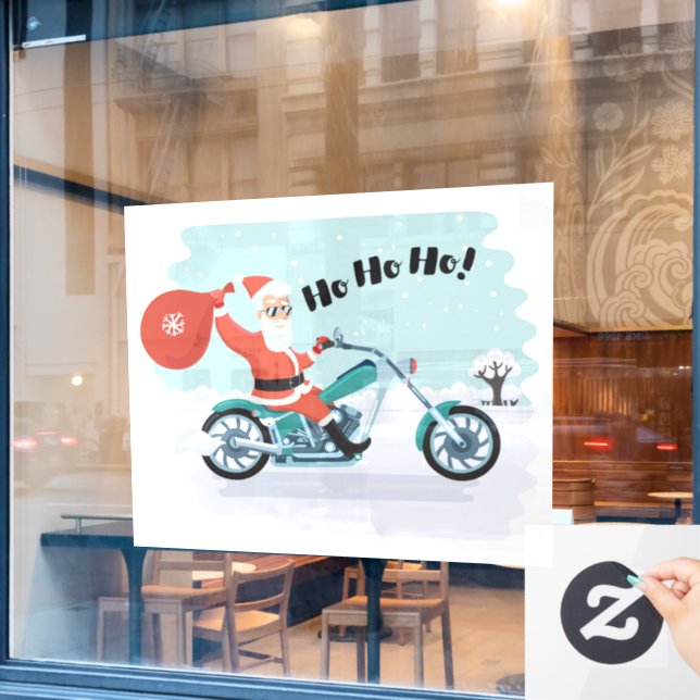 Ho Ho Ho Christmas Santa Biker  (Cafe Window)