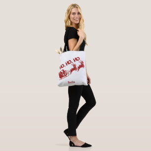 HO.HO.HO Christmas Santa Sleigh With Reindeer Tote Bag