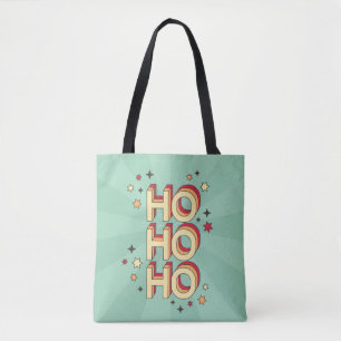 Ho ho ho christmas seasonal text and stars tote bag