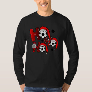 Ho Ho Ho Christmas Soccer Ball Santa Hat Funny Spo T-Shirt