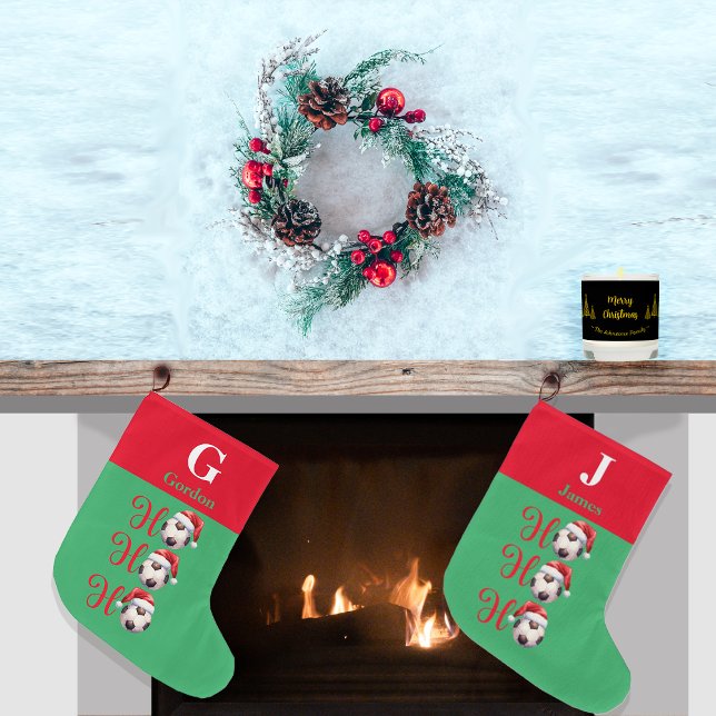 Ho Ho Ho Christmas Soccer Football Large Christmas Stocking (Creator Uploaded)