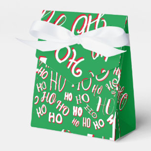 HO HO HO Christmas text pattern white green red Favour Box