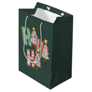 Ho Ho Ho Christmas Tree Merry Trees Coquette Medium Gift Bag