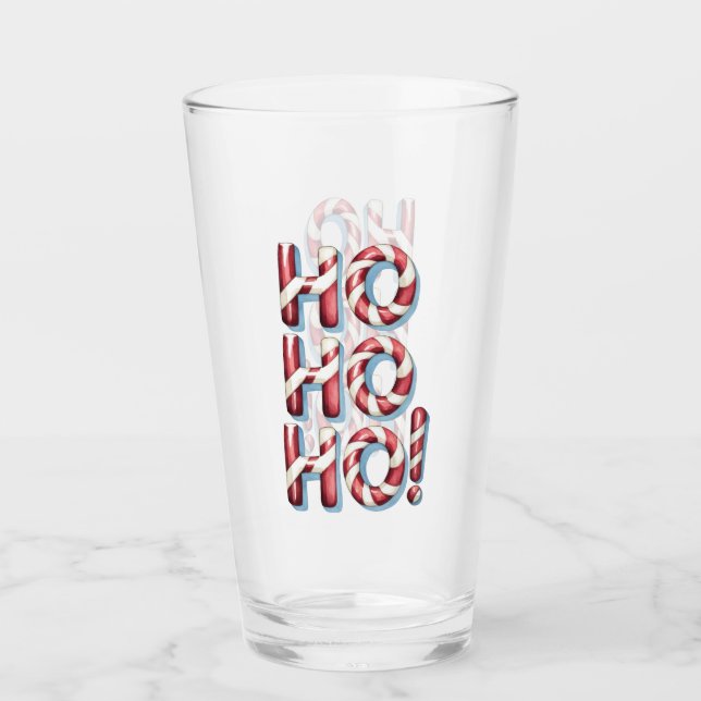 Ho Ho Ho! Christmas Typography Glass (Front)