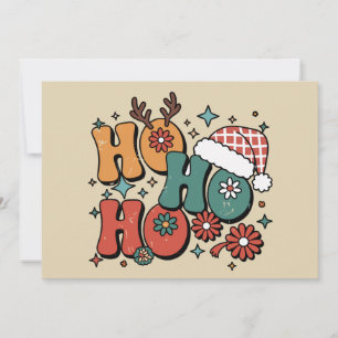 Ho Ho Ho Christmas Ugly Xmas Santa Hat Groovy Holiday Card