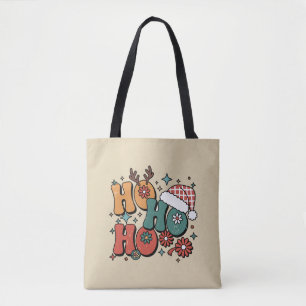Ho Ho Ho Christmas Ugly Xmas Santa Hat Groovy Tote Bag