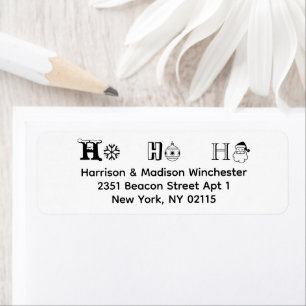 Ho Ho Ho Christmas white black cute return address