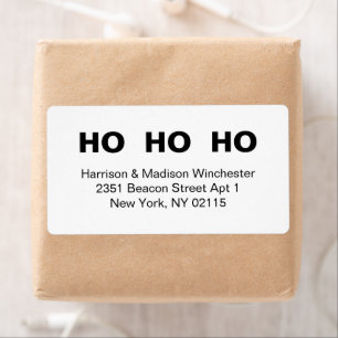 Ho Ho Ho Christmas white black minimalist address