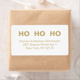 Ho Ho Ho Christmas white gold minimalist address