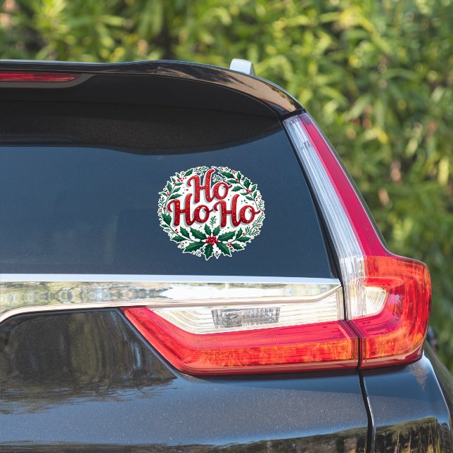 Ho Ho Ho Christmas Wreath Typography Design (Car Side)