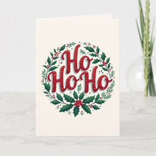 Ho Ho Ho Christmas Wreath Typography Design Card