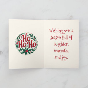 Ho Ho Ho Christmas Wreath Typography Design Card