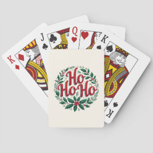 Ho Ho Ho Christmas Wreath Typography Design Playing Cards