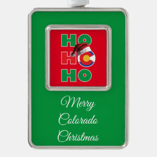 Ho Ho Ho Colorado Christmas Silver Plated Framed Ornament
