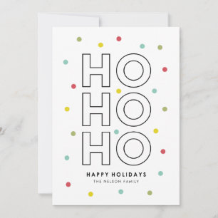 Ho Ho Ho Colourful Confetti Dots Holiday Card