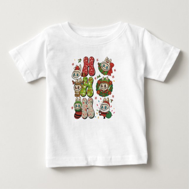 Ho Ho Ho Cute Christmas Monster Characters Tee (Front)