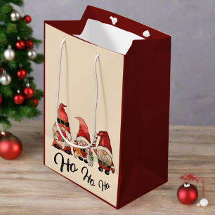 Ho Ho Ho! Cute Gnomes Nordic Christmas Winter Medium Gift Bag
